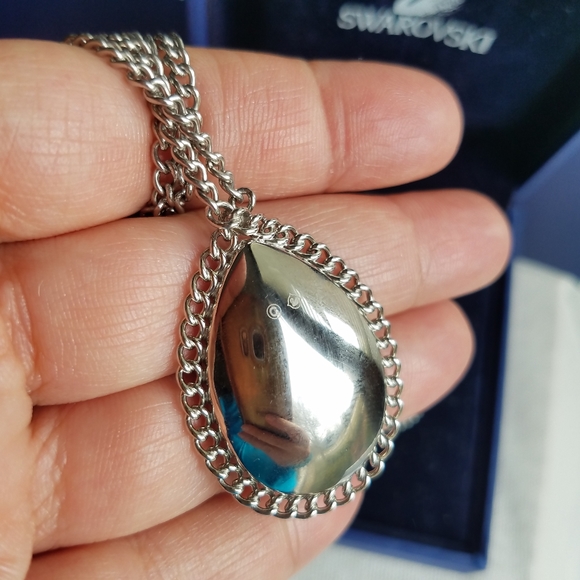 AUTHENTIC Swarovski Large Magenta Purple Teardrop Necklace & Earrings SET - Picture 14 of 16